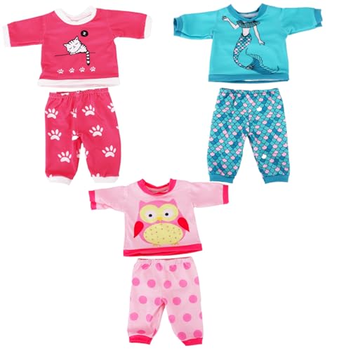 Obelunrp Babypuppenkleidung, 3 Sets Cartoon-Tiere Bedruckte Puppenkleidung für 14-16-Zoll-Babypuppen, Babypuppenzubehör von Obelunrp