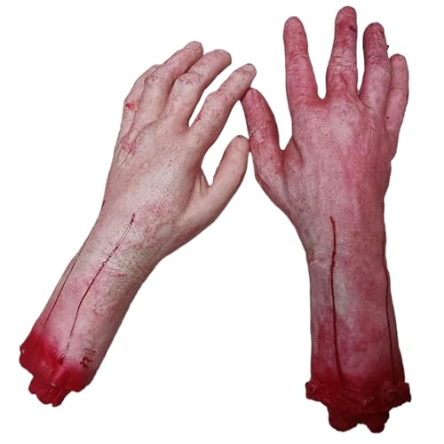 Obelunrp Gefälschte Hand, 1 Paar blutig abgetrennte Hand Halloween Requisite, realistische falsche Körperteile, gruselige Halloween -Dekorationen für Spukhaus, Streich, Party von Obelunrp