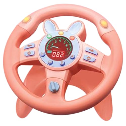 Obelunrp Lenkradspielzeug, 10 -Zoll -simuliertes Fahrzeug mit Mehreren Soundeffekten mit Mehreren Soundeffekten, 360 ° rotiertes Spielzeuglenkrad für Kinder Jungen Mädchen (Pink) von Obelunrp