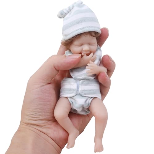 Obelunrp Mini -Babypuppen, 6 -Zoll Tiny Silicon Babies Doll Ganzkörper mit Hut & Kleidung, realistische Neugeborenen -Babypuppe für Anfänger, Kinderspielzeug, Fotografie -Requisiten (Stil 2) von Obelunrp