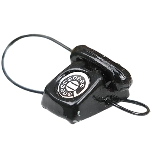 Obelunrp Miniatur -Telefon, 1:12 Puppenhaus -Mini -Telefon, Vintage winziges Telefonspielzeug für Puppenhausdekorationen (schwarz) von Obelunrp