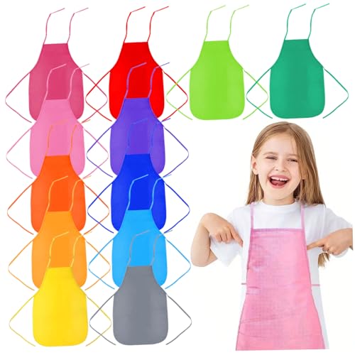 Obelunrp Schürzen für Kinder, 12pcs Kinderkunst Schürze, wasserdichte Kindermals Schürzen für Kinderhandwerk, Kunst, Malerei, Malerei von Obelunrp