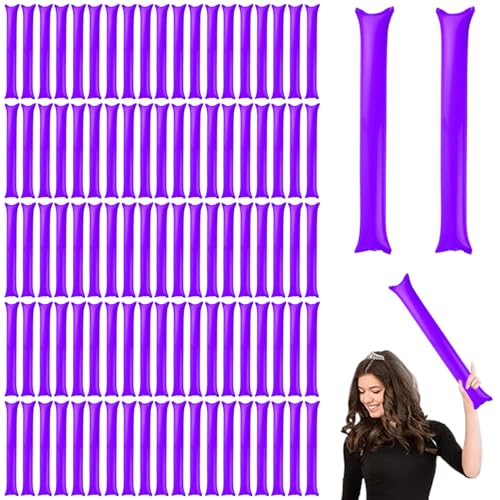 Obelunrp Thunder Sticks, 100pcs Boom Sticks Lärmmacher, aufblasbare Cheerleading -Spirit -Sticks, Plastik -Boom -Stick für Sportveranstaltungen Tanz Basketball -Fußballspiel (lila) von Obelunrp