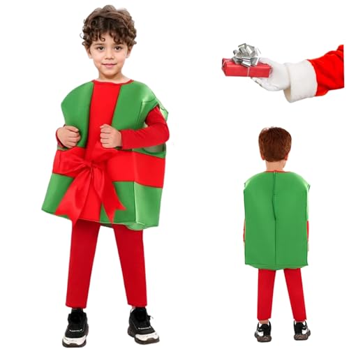 Obelunrp Weihnachtskostüm für Kinder, lustige Weihnachtsgeschenke Cosplay -Kostüm und Strampler, Polyester Weihnachts -Outfit für Dress -up -Partygeschenke, M, Weihnachtskostüm, Weihnachts -Outfit von Obelunrp