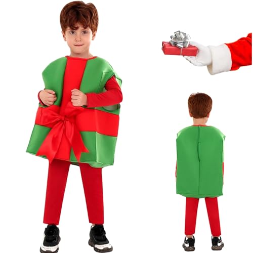 Obelunrp Weihnachtskostüm für Kinder, lustige Weihnachtsgeschenke Cosplay -Kostüm und Strampler, Polyester Weihnachts -Outfit für Dress -up -Partygeschenke, S, Weihnachtskostüm, Weihnachts -Outfit von Obelunrp