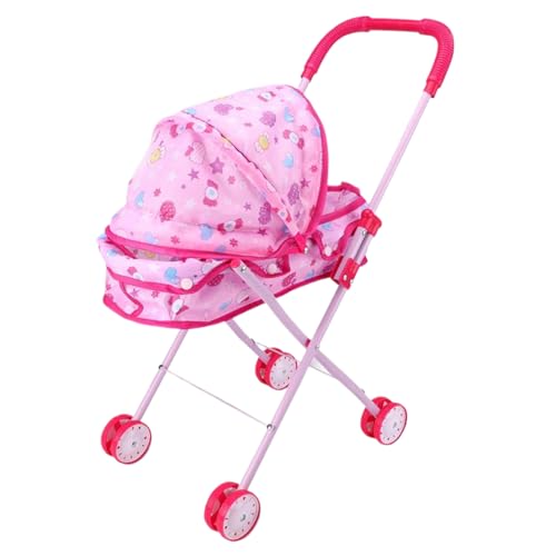 Puppenwagen-Cartoon-Muster Babypuppenstärker Kinderwagen mit T-förmiger Sicherheitsgürtel & Push-Griff Abnehmbarer waschbarer Baby Kinderwagen für Mädchen, vorgetäuschtes Spiel, Süßigkeiten, Christma Puppenwagen-Cartoon-Muster Babypuppenstärker Kinderwagen mit T-förmiger Sicherheitsgürtel & Push-Griff Abnehmbarer waschbarer Baby Kinderwagen für Mädchen, vorgetäuschtes Spiel, Süßigkeiten, Christma von Obelunrp