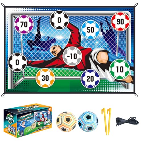 Soccer Games Set enthält 59x39 -Zoll -Target -Wurf Mat ＆ 2 klebriger Indoor -Fußballball, Fußball -Ball -Set mit 4 Sticking Hooks, 2 Bodeneinsätzen, 4 Bänder für Kinder Jungen Mädchen Geschenke, Styl von Obelunrp