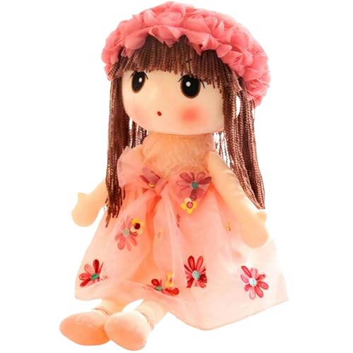 Stoffpuppe für Mädchen niedlich und realistisch 18 Zoll Plüschpuppe mit Blumenkleid, Hut, Schuhen und langes Haar Baumwollgefüllte kuschelige weiche, kleine Mädchengeschenke, Lumpen, Weihnachtsdekora Stoffpuppe für Mädchen niedlich und realistisch 18 Zoll Plüschpuppe mit Blumenkleid, Hut, Schuhen und langes Haar Baumwollgefüllte kuschelige weiche, kleine Mädchengeschenke, Lumpen, Weihnachtsdekora von Obelunrp
