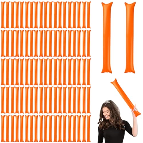 Thunder Sticks, 100pcs Boom Sticks Lärmmacher, aufblasbare Cheerleader -Spirit -Sticks, Plastik -Boom -Stick für Sportveranstaltungen Tanz Basketball -Fußballspiel (Ornange) von Obelunrp