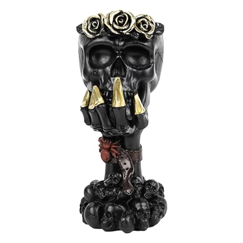 Kreative Totenkopfvase – Handgehaltene Totenkopfdekoration, Blumenarrangement Totenkopf | Lustige Pflanzenpräsentation, Statement-Dekoration, Kreativer Gartenakzent, Unheimlicher Totenkopf-Pflanzgefäß von Obesntln