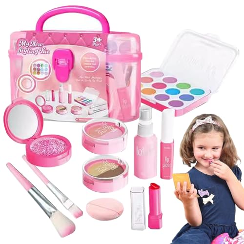 Make-up-Spielzeugset – Waschbares Kosmetik-Set, Weihnachts-Make-up-Set | Lern-Make-up-Set für kleine Mädchen, echtes Kosmetik-Set für unterwegs, bezauberndes Set von Obesntln