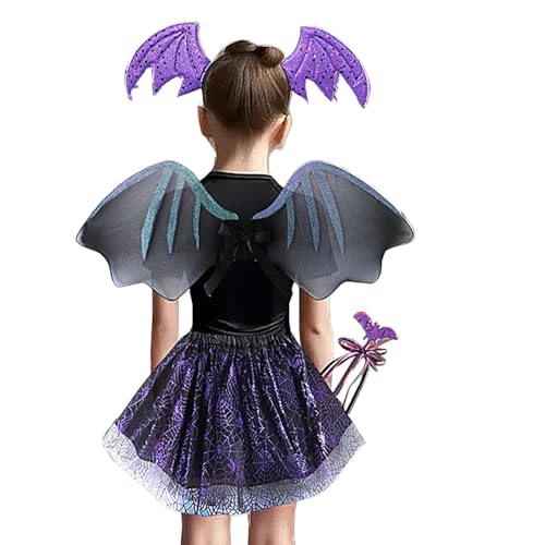 Obesntln Fledermauskostüm für Mädchen | Cosplay-Anzug Halloween – Mädchen-Kostüm, Halloween-Cosplay-Verkleidung, Cosplay-Anzug für festliche Rollenspiele von Obesntln