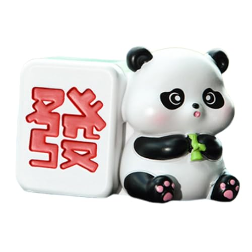 Obesntln Panda-Auto-Armaturenbrett-Dekor, Desktop-Panda-Puppe,Mahjong Panda Ornament Desktop-Spielzeugpuppen - Kreatives Zubehör im chinesischen Stil für Kuchendekorationen, Heimdekoration, von Obesntln