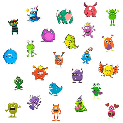 Oblique Unique® 24 lustige Bunte Monster Tattoo Sticker I Kinder Geburtstag Party I Temporäre Tattoos von Oblique Unique