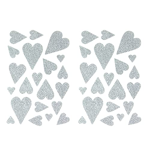 Oblique Unique® 42 Herz Aufkleber mit Glitzereffekt Herzen Sticker Scrapbooking Dekoration Liebe Kinder Geburtstag Valentinstag Weihnachten (Silber) von Oblique Unique