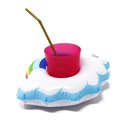 Oblique Unique® 5X Aufblasbarer Getränkehalter Trinkhalter Regenbogen Wolke Cup Holder Mini Pool Spielzeug Pool Party von Oblique Unique