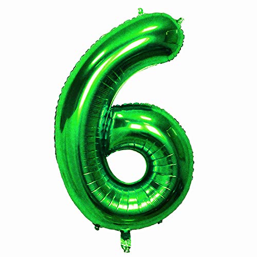 Oblique Unique® Folien Luftballon mit Zahl Nummer 0-9 Folienballon für Kinder Geburtstag Jubiläum Silvester Party Deko Ballon Grün - Zahl wählbar (Nr 6) von Oblique Unique
