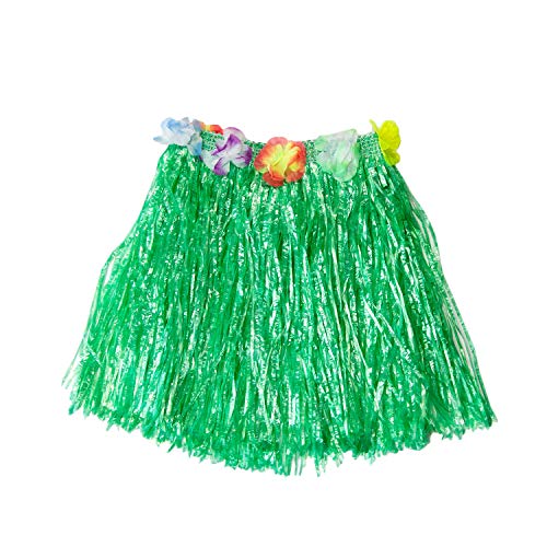 Oblique Unique® Hula Rock Hawaii-Rock Tutu Tütü mit Blumen Blüten für Damen Frauen Mädchen für Hawaii Party Sommer Beachparty Fasching Karneval Mottoparty - wählbar (Grün) von Oblique Unique