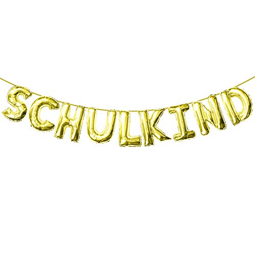 Oblique Unique® Schulkind Folien Luftballon Girlande Banner Hänge Deko für Schuleinführung Einschulung Schulanfang Schulstart Dekoration Schule Mädchen Jungen (Gold) von Oblique Unique