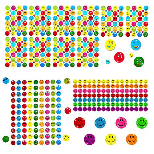 Oblique Unique® Smiley Sticker Set 1402 STK. Face Aufkleber mit Glitzer Metallic Effekt für Scrapbooking Dekoration Basteln Spielen Kinder Geburtstag von Oblique Unique