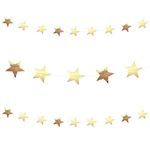 Oblique Unique® Stern Girlande Banner mit Sternen Deko für Geburtstag Jubiläum Baby Shower Party Weihnachten Blau Gold Roségold - Farbe wählbar (Gold) von Oblique Unique