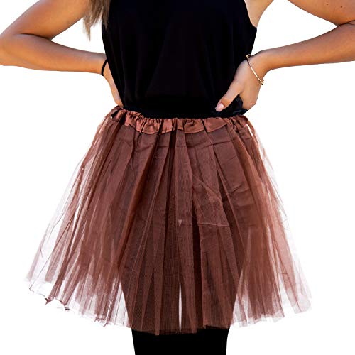 Oblique Unique® Tutu Tütü Reifrock Unterrock Petticoat Damen Frauen Rock Braun als Kostüm Accessoire für Fasching Karneval Motto Party Einheitsgröße 60 cm - 116 cm von Oblique Unique