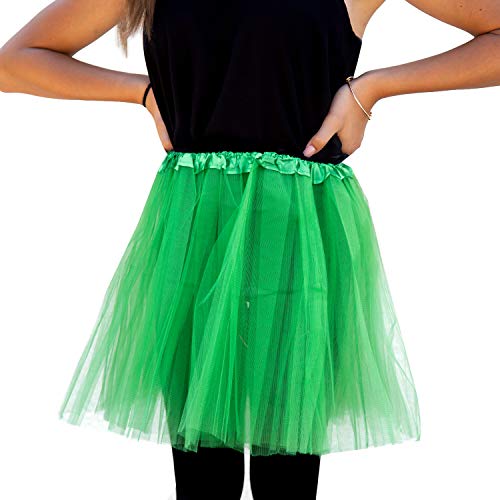 Oblique Unique® Tutu Tütü Reifrock Unterrock Petticoat Damen Frauen Rock Grün als Kostüm Accessoire für Fasching Karneval Motto Party Frosch Kostüm Einheitsgröße 60 cm - 116 cm von Oblique Unique