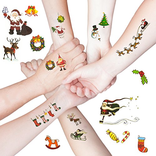 Oblique Unique® Weihnachten Weihnachtsmann Sticker temporäre Tattoos I farbenfrohe Weihnachtsmotive von Oblique Unique