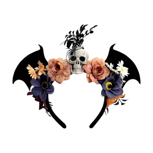 Obotsnoi Halloween-Party-Kopf-Accessoire, schwarz, Fledermaus-Schädel, Blumendesign, verstellbar, für Kostüme, Erwachsene, Kinder, Event, Unisex, Halloween-Haar-Accessoires Obotsnoi Halloween-Party-Kopf-Accessoire, schwarz, Fledermaus-Schädel, Blumendesign, verstellbar, für Kostüme, Erwachsene, Kinder, Event, Unisex, Halloween-Haar-Accessoires von Obotsnoi