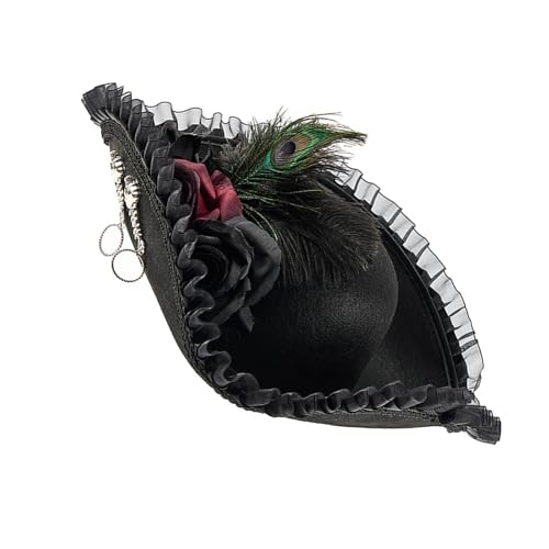 Obotsnoi Historisches Kostüm Piratenhut für Erwachsene, Spitzenbesatz, gefiederte Blume, Capatain, Dreieck für Maskeraden, Party, Verkleidung, Piratenkostüm Obotsnoi Historisches Kostüm Piratenhut für Erwachsene, Spitzenbesatz, gefiederte Blume, Capatain, Dreieck für Maskeraden, Party, Verkleidung, Piratenkostüm von Obotsnoi