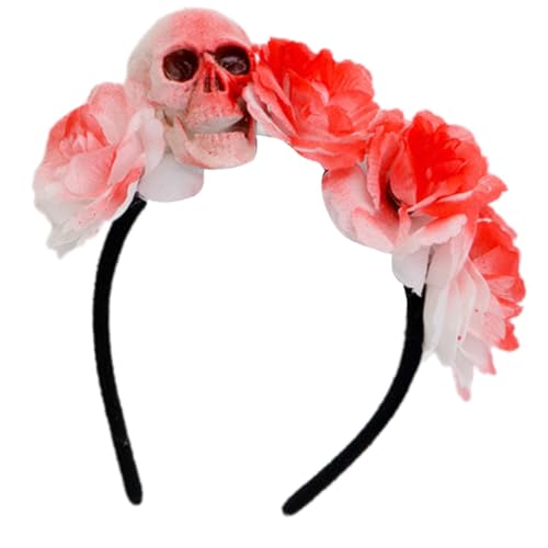 Obotsnoi Moderne Totenkopf-Kopfbedeckung mit künstlichen Blumen, Kostüme, Halloween, Cosplay, Haarschmuck für Frauen und Mädchen, wiederverwendbar, Halloween-Haar-Accessoire Obotsnoi Moderne Totenkopf-Kopfbedeckung mit künstlichen Blumen, Kostüme, Halloween, Cosplay, Haarschmuck für Frauen und Mädchen, wiederverwendbar, Halloween-Haar-Accessoire von Obotsnoi