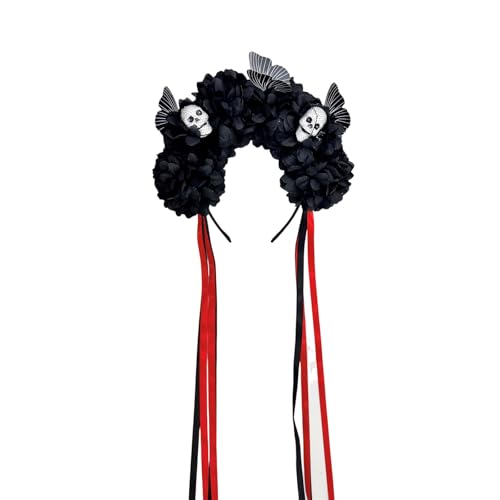Obotsnoi Moderner Totenkopf-Kopfschmuck mit künstlichen Blumen, Kostüme, Halloween-Haarschmuck, modisches Haar-Accessoire, praktisches Blumenschädel-Stirnband Obotsnoi Moderner Totenkopf-Kopfschmuck mit künstlichen Blumen, Kostüme, Halloween-Haarschmuck, modisches Haar-Accessoire, praktisches Blumenschädel-Stirnband von Obotsnoi