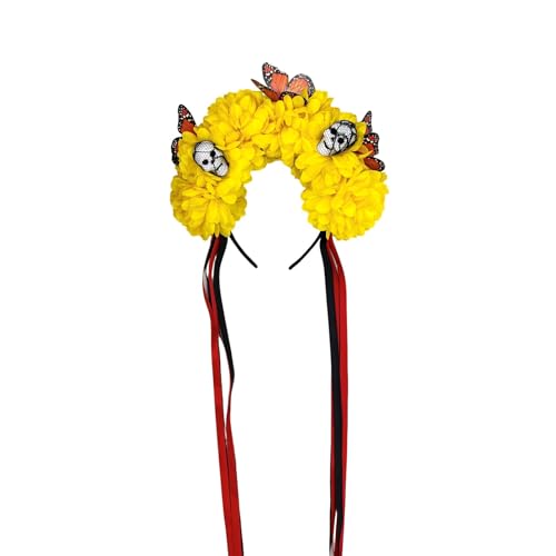 Obotsnoi Moderner Totenkopf-Kopfschmuck mit künstlichen Blumen, Kostüme, Halloween-Haarschmuck, modisches Haar-Accessoire, praktisches Blumenschädel-Stirnband Obotsnoi Moderner Totenkopf-Kopfschmuck mit künstlichen Blumen, Kostüme, Halloween-Haarschmuck, modisches Haar-Accessoire, praktisches Blumenschädel-Stirnband von Obotsnoi