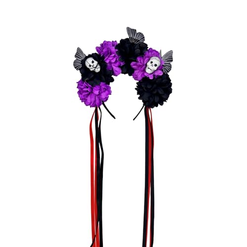 Obotsnoi Moderner Totenkopf-Kopfschmuck mit künstlichen Blumen, Kostüme, Halloween-Haarschmuck, modisches Haar-Accessoire, praktisches Blumenschädel-Stirnband Obotsnoi Moderner Totenkopf-Kopfschmuck mit künstlichen Blumen, Kostüme, Halloween-Haarschmuck, modisches Haar-Accessoire, praktisches Blumenschädel-Stirnband von Obotsnoi