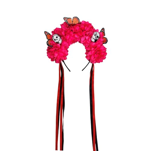Obotsnoi Moderner Totenkopf-Kopfschmuck mit künstlichen Blumen, Kostüme, Halloween-Haarschmuck, modisches Haar-Accessoire, praktisches Blumenschädel-Stirnband Obotsnoi Moderner Totenkopf-Kopfschmuck mit künstlichen Blumen, Kostüme, Halloween-Haarschmuck, modisches Haar-Accessoire, praktisches Blumenschädel-Stirnband von Obotsnoi