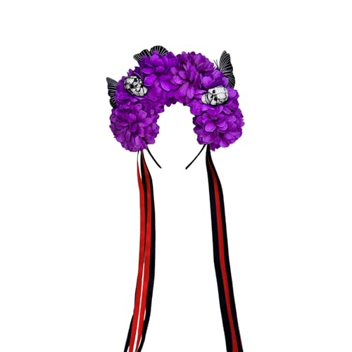 Obotsnoi Moderner Totenkopf-Kopfschmuck mit künstlichen Blumen, Kostüme, Halloween-Haarschmuck, modisches Haar-Accessoire, praktisches Blumenschädel-Stirnband Obotsnoi Moderner Totenkopf-Kopfschmuck mit künstlichen Blumen, Kostüme, Halloween-Haarschmuck, modisches Haar-Accessoire, praktisches Blumenschädel-Stirnband von Obotsnoi