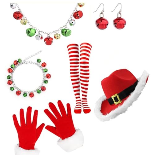 Obotsnoi Weihnachtsmann-Anzug, Strümpfe, Halskette, Handschuhe, Set, Foto-Requisiten, Weihnachtsfeier, Coaplay, Weihnachtsmann-Rolle von Obotsnoi