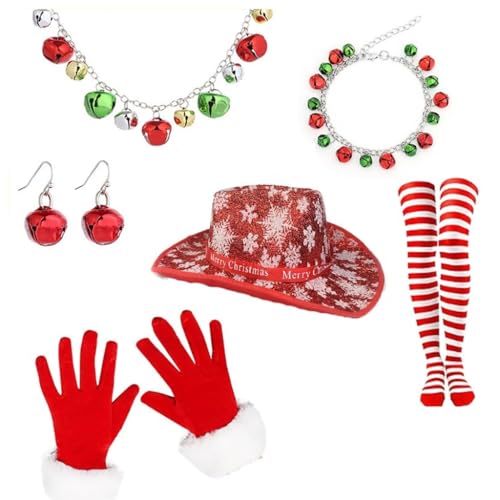 Obotsnoi Weihnachtsmann-Anzug, Strümpfe, Halskette, Handschuhe, Set, Foto-Requisiten, Weihnachtsfeier, Coaplay, Weihnachtsmann-Rolle von Obotsnoi