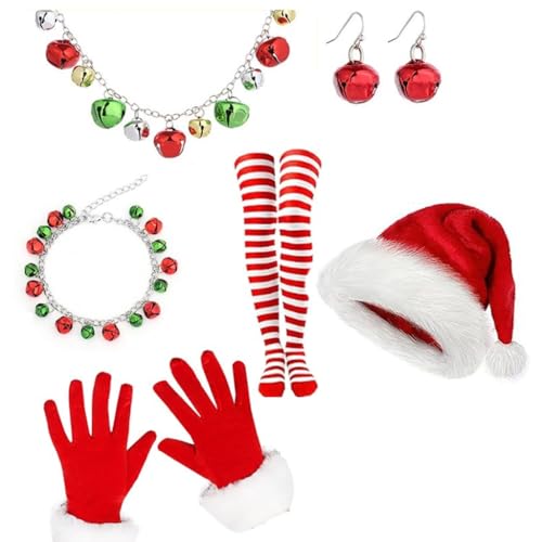 Obotsnoi Weihnachtsmann-Anzug, Strümpfe, Halskette, Handschuhe, Set, Foto-Requisiten, Weihnachtsfeier, Coaplay, Weihnachtsmann-Rolle von Obotsnoi