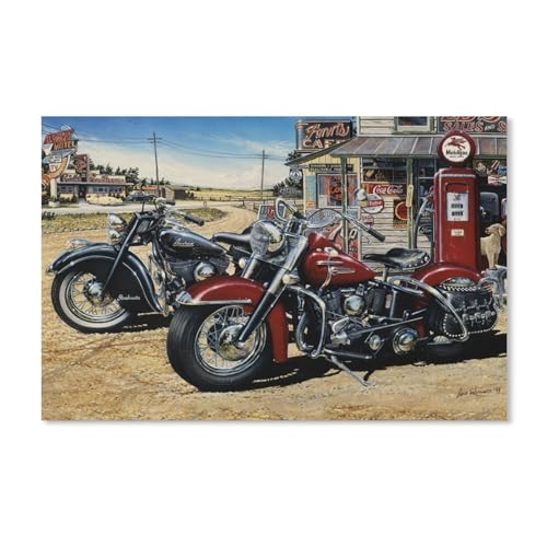 1000 Stück，Retro Cooles Motorrad，Puzzle Für Erwachsene Lernspielzeug Für Kinder Kreative Spiele Unterhaltung Holz Puzzles Home Decor（75x50cm）-190 von ObuMI