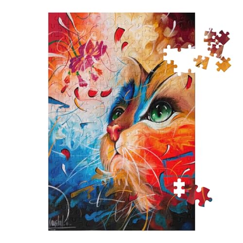 Erwachsene Puzzle 1000 Stück DIY Holz pielzeug，Bunter niedlicher Tierzebra-Katzen-Tiger，Creative Einzigartiges Geschenk Persönlichkeit Spiel Erwachsener Kind Puzzle Spielzeug（75x50cm）-389 von ObuMI