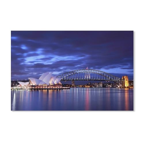 Puzzel Für Erwachsene Jigsaw Puzzle 1000，Beleuchtungslandschaft des Opernhauses von Sydney，DIY Papp Puzzle Einzigartiges Geschenk（38x26cm）-B68 von ObuMI