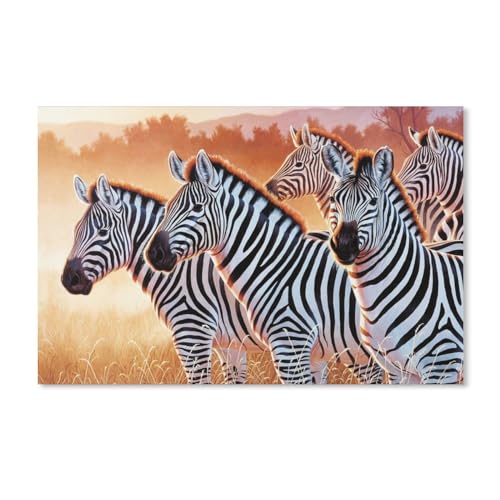 Puzzle 1000 Teile DIY Holz Puzzle，Zebra，Freizeit Creative Kreuzworträtsel Spiel Kind Puzzle Spielzeug Geburtstag Festival Einzigartiges Geschenk(75x50cm-A47 von ObuMI