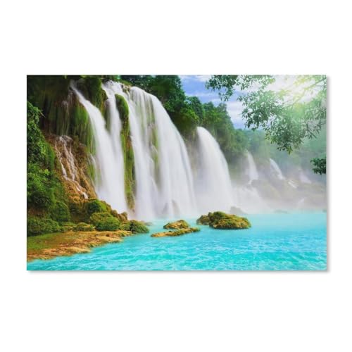 Puzzle 1000 Teile Karton，Wasserfälle, Wasser, Bäume，Dekompression Der Erwachsenen，Kinderpuzzle Spiele Ab 8 Jahren, Spielzeug Für Mädchen Jungen Teenager（38x26cm）-A337 von ObuMI