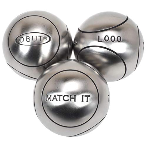 Obut Boccia-Kugeln-Set - Silbermetallic - 76 mm - 700 g - Streifen 1 - Boccia von Obut