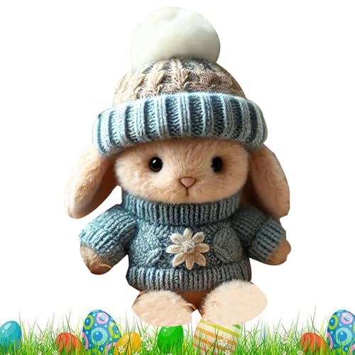 Ocastuted Bunny Hug Süßes Ostergeschenk, Süße Emotionale Unterstützung Positiver Häkelhasen, Pocket Hug Rabbit Puppe Mit Inspirierender Karte, Osterdekorationen Mit Gestrickten Hut von Ocastuted