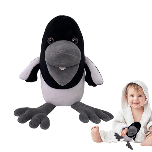 Krähen-stofftier, Krähe Plüschtier,Schwarze Krähe Stofftier - 8,6 Zoll Schwarze Vogelkrähe Weiche Kissen,Lernspielzeug Für Kinder, Bequemes Und Süßes Stofftier von Ocastuted