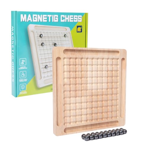 Holz Magnetisches Schachspiel,Tisch Kluster Magnetspiel Set,Kampfschach Mit Magnetisch,Magnetisches Spiel für Kinder & Erwachsene Partyzubehör für Familientreffen Partyzubehör Für Familientreffen von Occzin