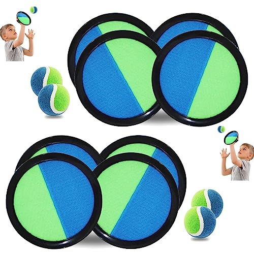 Klettballspiel für Kinder, Klettballspiel, Klettball Strandspielzeug, Klettballspiel Catch Ball Set, Kinder Spaß im Freien Spiel,mit 8 Schläger und 4 Bälle, für Party, Garten, Innen und Außen von Ockyunoo