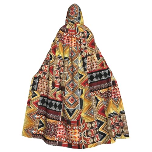 OdDdot Afrikanischer Textil-Patchwork-Druck, Unisex, Kapuzenmantel, Hexe, Vampir, Zauberer, Robe für Halloween, Cosplay-Kostüme von OdDdot